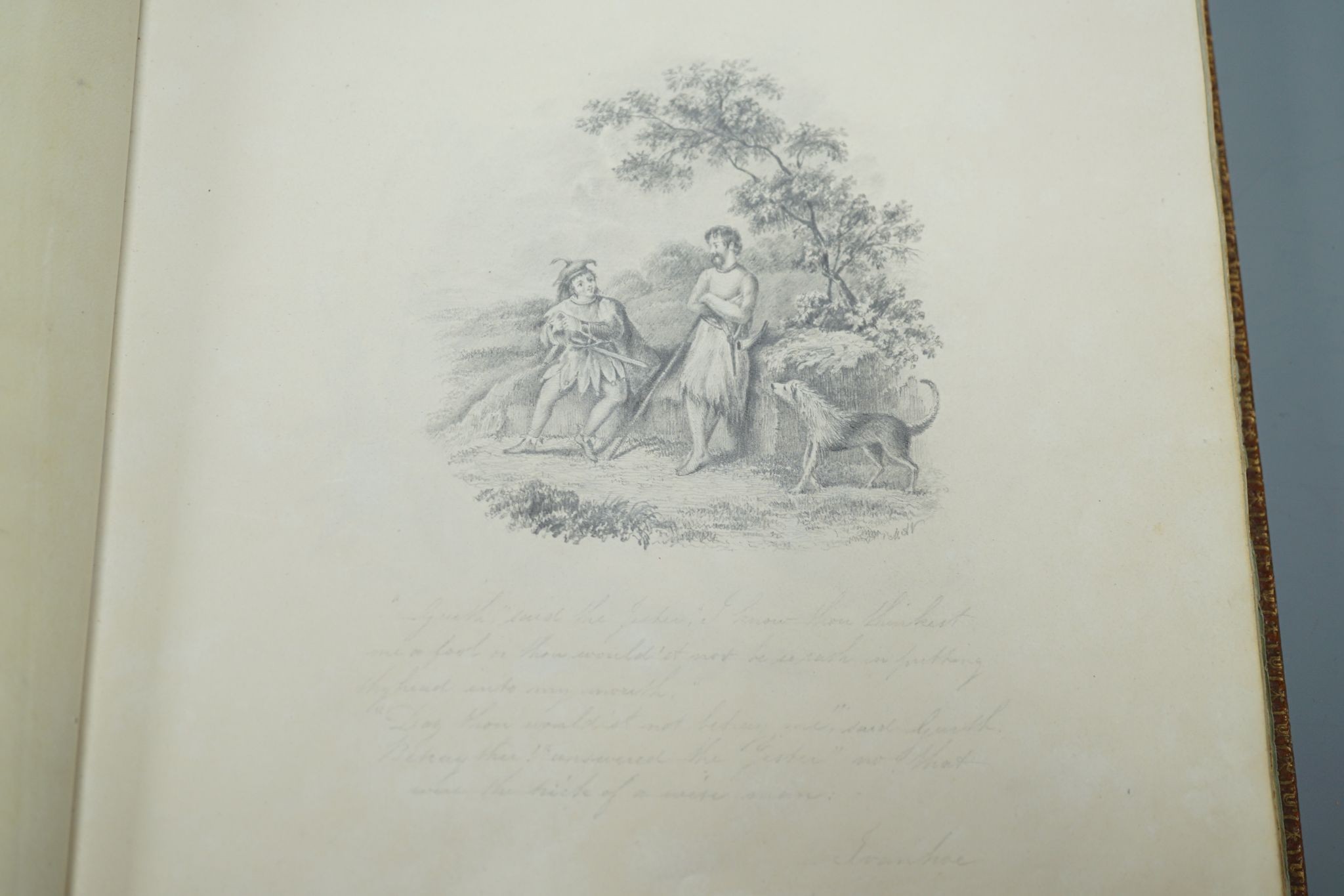 Mary Ann Vogan - an early 19th century album of 60 watercolours, pencil and ink drawings and engravings, including portraits, botanical specimens, land and seascapes, including 3 by R.C. Vogan, the front fly leaf inscrib